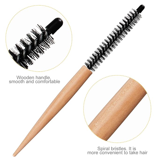 Mini Roller Quiff Brush for Hair Styling - Round Comb for Thin Short Hair, Bangs, Beard Lifting and Curling(10 Inch)