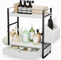 Kottwca Bathroom Counter Organizer with Drawer, 2-Tier Wood Countertop Organizer for Storage, Vanity Skincare Organizers, Bathroom Sink Shelf for Organization(White)