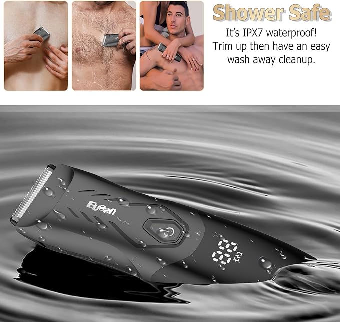 Manscape Body Hair Trimmer for Men, Pubic Groin Hair Trimmer for Men with Safe Blade, Cordless Ball Shaver w/Light, Charging Dock, Waterproof Body Groomer, LED Display, 1H Charge,Black