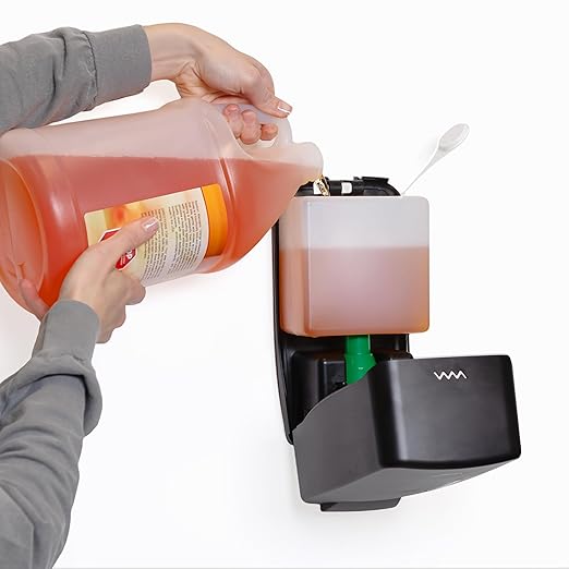 San Jamar Timeless Manual Foam Soap Dispenser, Black, Universal Bulk Soap Compatible, Wall Mount, with Viewing Window