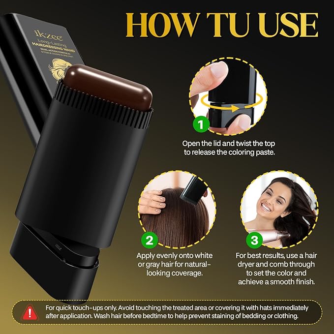 Safe and Convenient Comb Hair Dye,Portable Color Touch-Up Wand Waterproof and Sweat-Proof,Quick Touch-Ups,Instantly Covers Gray Roots Precision Brush-0.7Fl.oz (light brown)