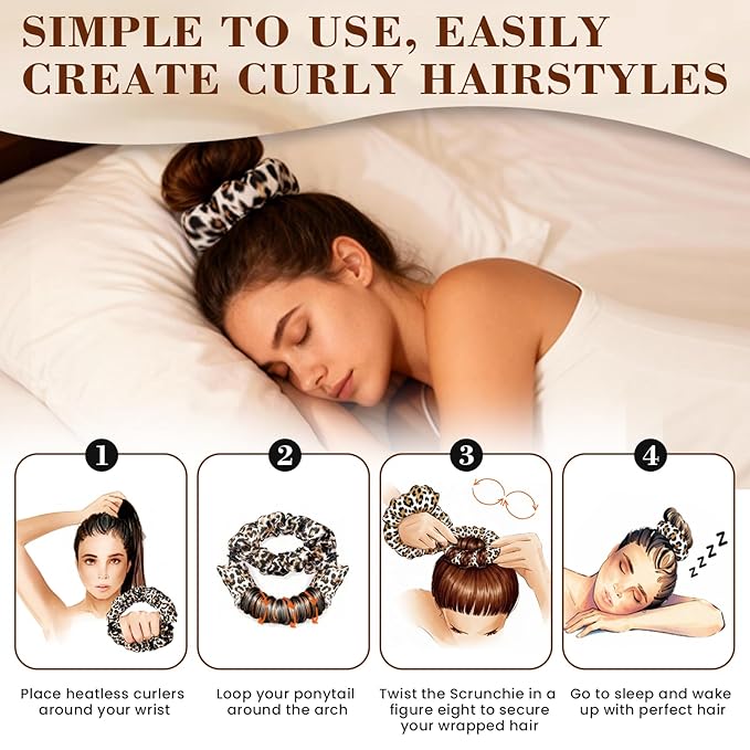 Heatless Curls Overnight Hair Curler Set, Heatless Hair Curlers to Sleep In with Detachable & Interchangeable Rod Sizes, No Heat No Damage, Create Natural Waves, Suitable Gifts for Women