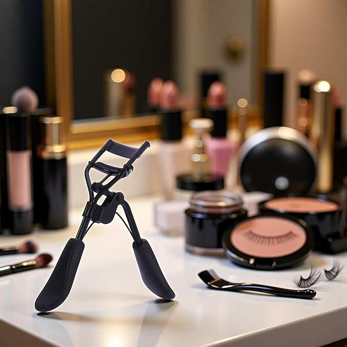 Black Portable Eyelash Curler - Crimps and Curls Lashes for Perfect,Portable Eyelash Curler Maker Eye Lashes Clip Women Beauty Cosmetic Tool Gift,Makeup Brushes and Tools