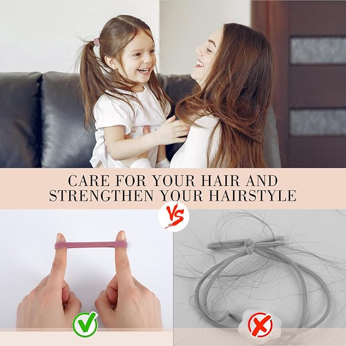 100PCS Hair Ties for Sports Yoga, Seamless Nylon Elastic Ponytail Holders for Thin/Thick Hair Stretchy Hair Bands Women Girls