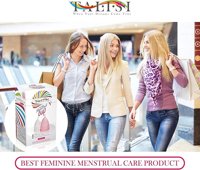 Talisi Menstrual Cups Set of 2 - Reusable Period Kit (Small & Large Sizes) - Super Soft Silicone Regular & Heavy Flow - Feminine Hygiene Products, Tampon & Pad Alternative - Organic Copa Menstrual