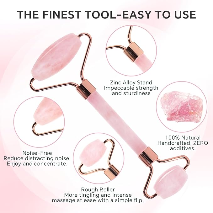 Jade Roller & Gua Sha Set for Face – 4PCS Natural Facial Massage Tools Kit, Lymphatic Drainage Beauty Set for Depuffing, Skin Firming & Relaxation – Self Care & Gift Ready