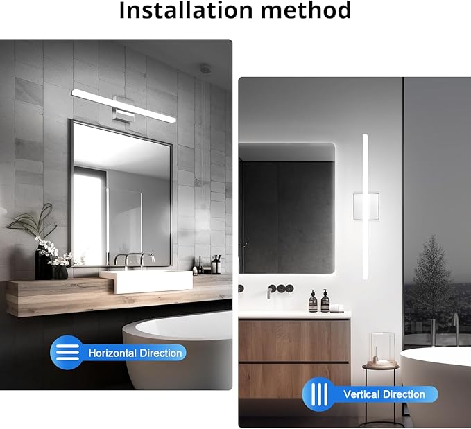 Combuh 2 Pack LED Vanity Lights Bar 24 Inch Bathroom Light Fixtures 14W IP44 Over Mirror Lighting Indoor Wall Sconces Modern Cool White 6000K for Washroom Restroom