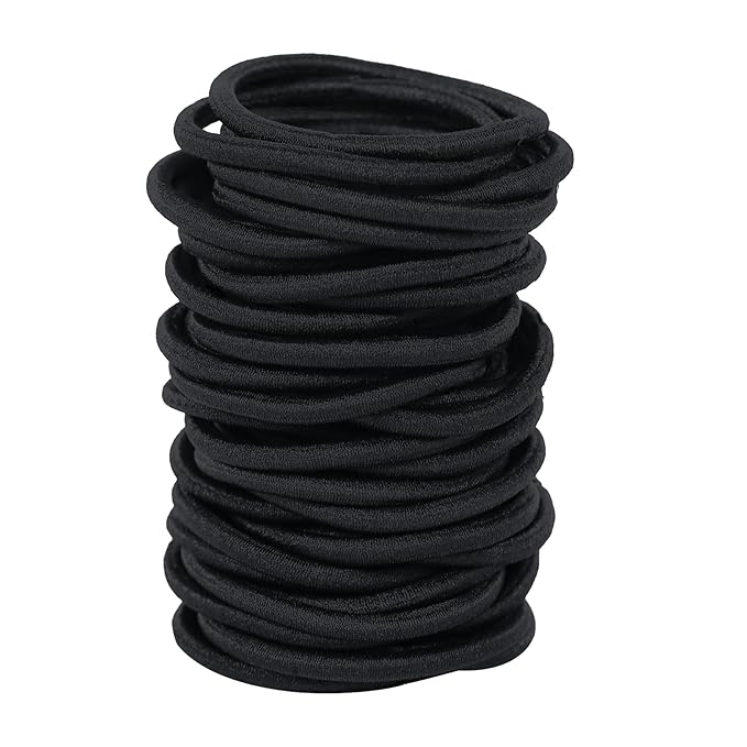 180Pcs Black Hair Ties No Damage Value Size Ouchless Elastics Hair Bands Ponytail Holders Rubber Bands Bull Pack For Women Girls or Men