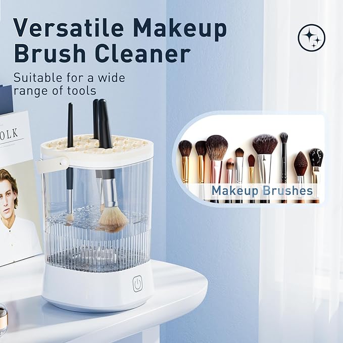 Electric Makeup Brush Cleaner - 9000 RPM Makeup Brush Cleaning Machine, IP65 Waterproof Automatic Makeup Brush Cleaner for Makeup Brush Set