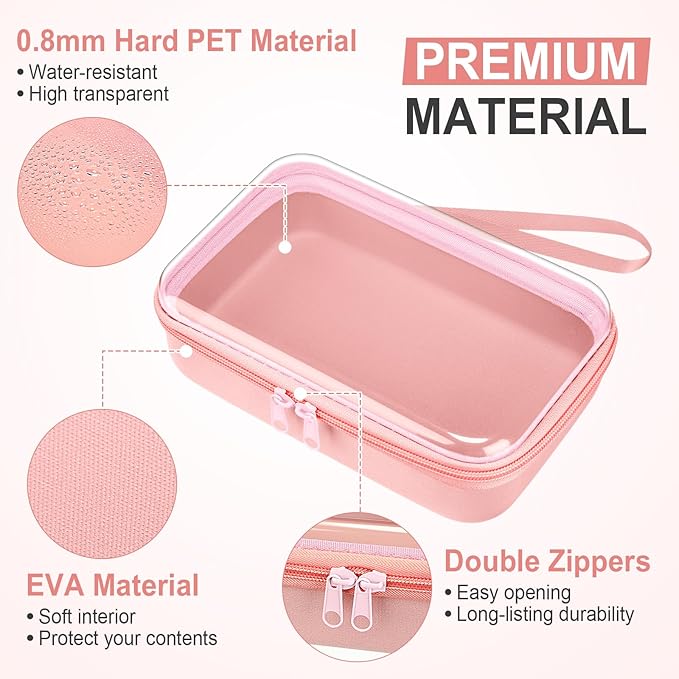 4 Pcs Hard Clear Zipper Case Hard Shell Plastic Pencil Case Large Transparent Pencil Box Portable Travel Organizer Toy Storage Bins for Home Office Cosmetics(Beige, Orange, Dark Blue, Green)