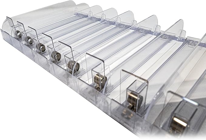 STORE FIXTURES DIRECT Auto Feed Shelf Product Pusher Kit, Adjustable Pushing System for 48" L x 12" D Shelves, 10 Pack - [190 Shelf Pushers + 200 Dividers]