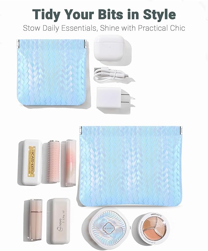 2 PC Small Makeup Bag for Purse, Lipstick Holder & Purse Organizer Pouches, Waterproof Faux Leather Cosmetic Bag, Slim Travel Makeup Pouch for Women Daily & Travel Essentials