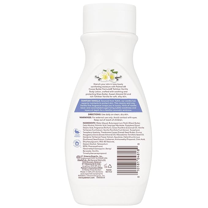 Palmer's Cocoa Butter Formula Tahitian Vanilla Body Lotion, 8.5 Oz, Daily Moisturizing Lotion for Dry Skin with Shea Butter & Vitamin E, Hydrates & Protects, Helps Provide 48-Hour Deep Moisture
