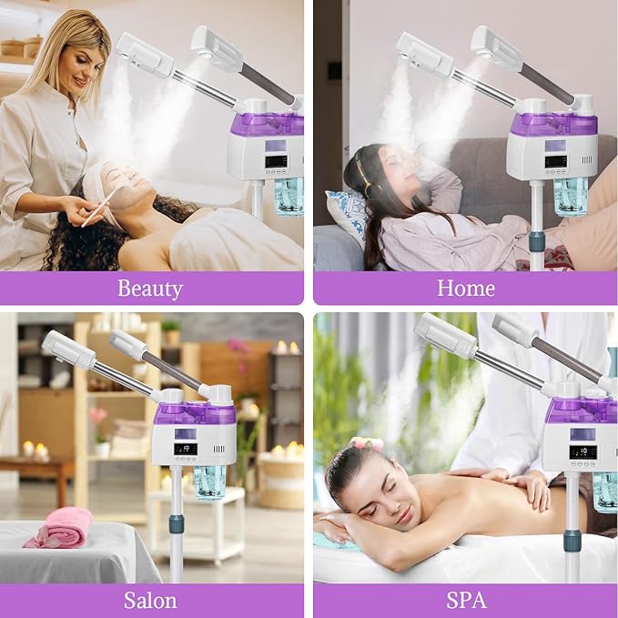 Professional 2 in 1 Facial Steamer, Esthetician Steamer with Hot & Cold Mist, Face Steamer for Facial Deep Cleaning, Facial Steamer for Home Beauty Salon Spa