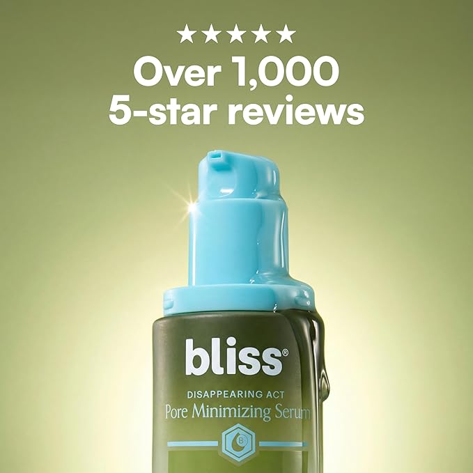 Bliss Disappearing Act Pore-Minimizing Serum – Niacinamide + Pore Vanish Complex with Green Tea – Refines Pores, Controls Oil & Targets Dark Spots for Smooth Glass Skin – 1 Fl Oz