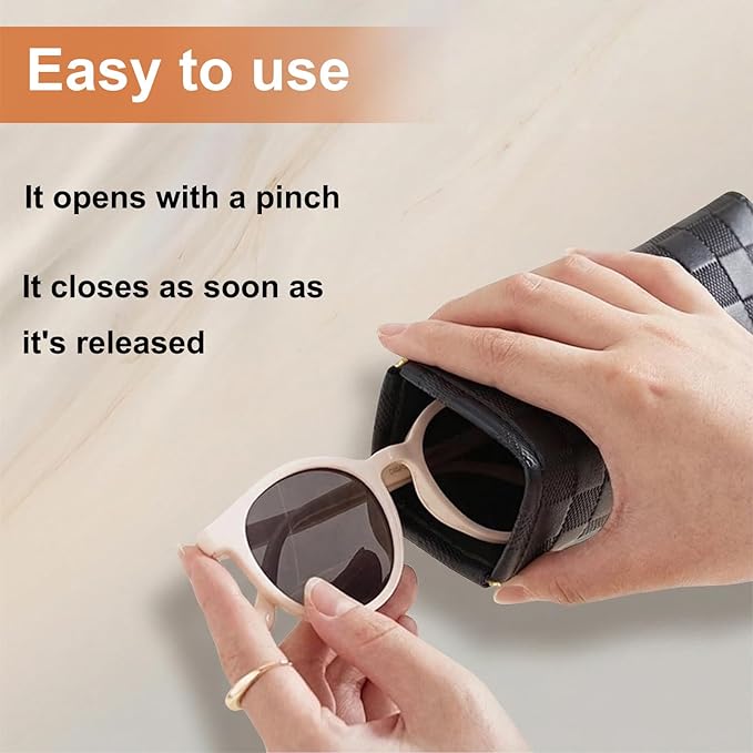 4Pcs Small Makeup Bag for Purse, Mini Checkered Leather Purse Pouches for Purse Small Makeup Pouch Small Coin Purse Organizer Pouches, Portable No Zipper Pocket Cosmetic Bag for Women (Black, Brown)