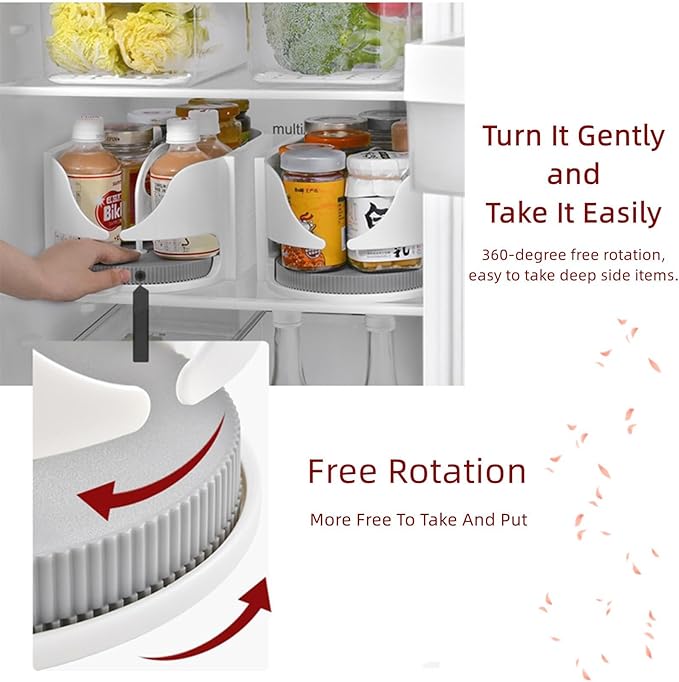 Refrigerator Lazy Susan Turntable, 360°Rotate Fridge Turntable Organizer,Organization & Storage Rotating Shelves for Pantry Kitchen Cabinet Dining Table Counter top Vanity (1)