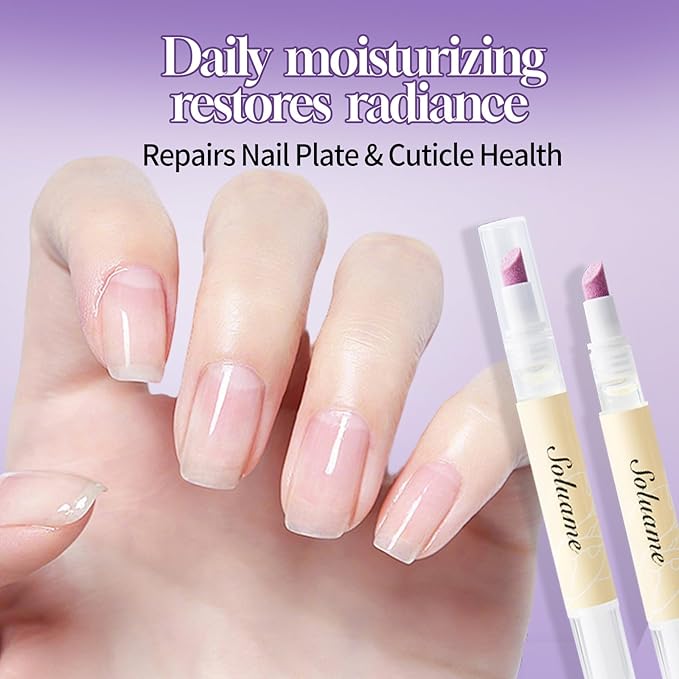 45° Ceramic Cuticle Oil Pusher Pen Dual-action Cuticle Oil Pen Gently Exfoliates and Nourishes Nails Suitable for Hangnails, Dryness, Cracks Nails Moisturises, Strengthens and Adds Shine,2ml*2