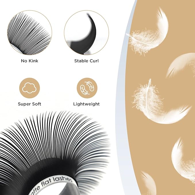 LASHVIEW Eyelash Extensions,Ellipse Flat Eyelash Extensions 0.15mm C Curl 8mm, Black,Individual Lashes,Super Matte Extremely Soft Professional Salon Use