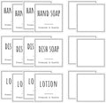 Segbeauty 18pack Waterproof Soap Labels, Farmhouse Kitchen Bathroom Organization Labels, 2.5in Reusable Removable Cleaning Hand Soap Dispenser Stickers for 10oz 16oz 32oz Plastic or Glass Bottles