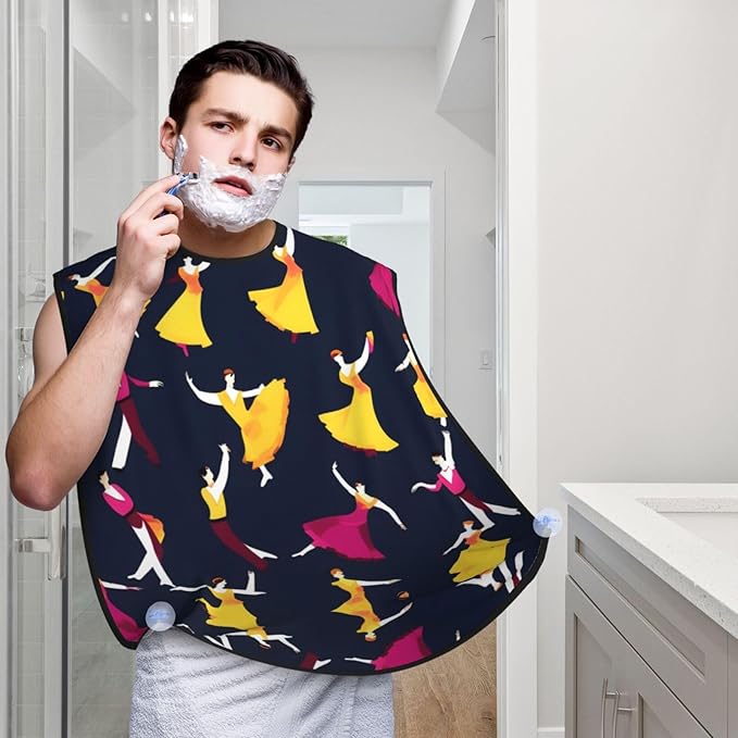 Beautiful Peacock Print Beard Bib Shaving Apron, Beard Hair Trimming Cape Gift For Dad