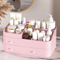 MIUOPUR Makeup Organizer for Vanity, Large Capacity Desk Organizer with Drawers for Cosmetics, Lipsticks, Jewelry, Nail Care, Skincare, Ideal for Bedroom and Bathroom Countertops - Large Pink