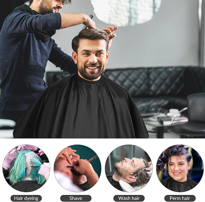 hair cutting cape set, salon barber cape with duster brush and disposable barber neck strip Salon Barber Cape for Men, Women