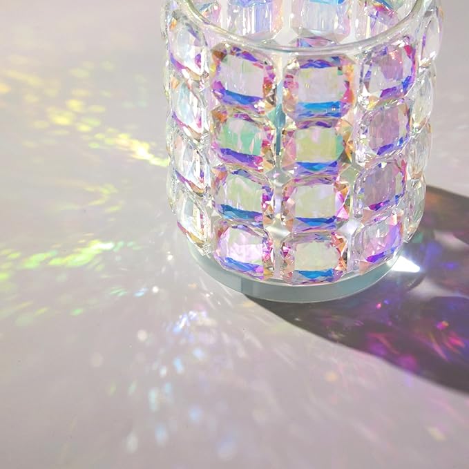Bathroom Organizers and Storage, Crystal Qtip Holder, Makeup Brush Organizer, Bling Vanity Storage, Bathroom Essentials Accessories Decor for Cotton Balls, Swabs, Floss Picks, Hair Ties.Brushes
