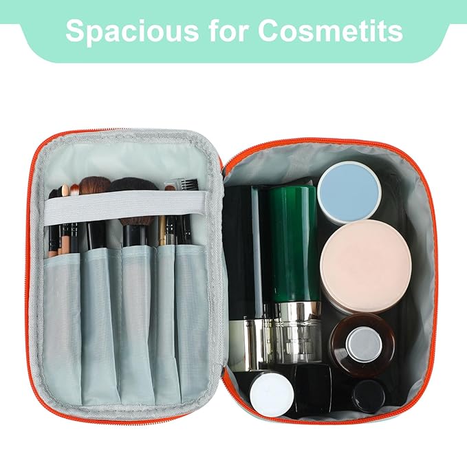 Meiyuuo Makeup Bag Large Cosmetic Bags for Women Girls Cute Travel Zipper Pouch Toiletry Organizer for Beauty Essentials Waterproof (Light Green)