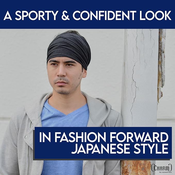 CHARM Headband for Men, Japanese Style Bandana Head Bands for Women and Men, Stretch Hair Band for Sports & Daily Wear by Casualbox