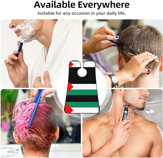 Palestine Flag Print Beard Bib Apron For Men, Beard Hair Catcher For Men Shaving Trimming,Beard Cape Cloth