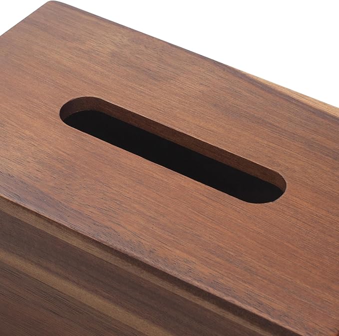 Tissue Box Cover Rectangle, Wood Tissue Box Holder, Wooden Facial Paper Holder for Bathroom, Bedroom, Dinner Table, Office (1 Pack, 9.8 x 5.5 x 3.7 inch)