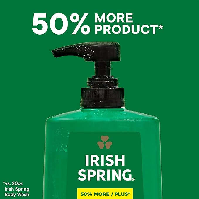 Irish Spring Active Scrub Exfoliating Body Wash for Men, 24-Hour Fresh, Biodegradable Ingredients, Paraben Free, Cool Fresh Scent, 30 fl oz Pump Bottle
