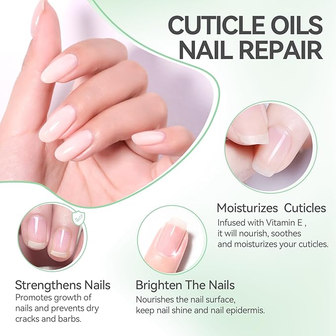 Nail Cuticle Oil for Moisturize and Repair - Gelike EC Easy and Quick Absorb Cuticles Care Treatment - Natural Kiwifruit Smells for Women and Men Dry Damaged Thin Nails