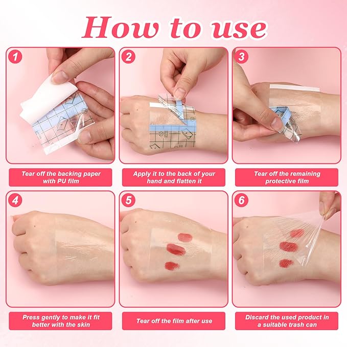 200 Pcs Disposable Adhesive Makeup Hand Palette Single Use Waterproof Makeup Mixing Palette Paper Adhesive Cosmetic Make Up Tape Transparent Cosmetic Tray Clear Foundation Mixing Tray for Women Girls