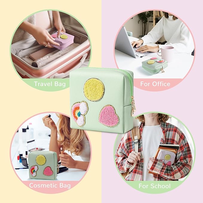 Period Bag for Teen Girls Shark Week Pouch Portable Sanitary Pad Bags for Period Teen Period Pads Pouch for Panty Liners, Tampons, Menstrual Cup - Mint