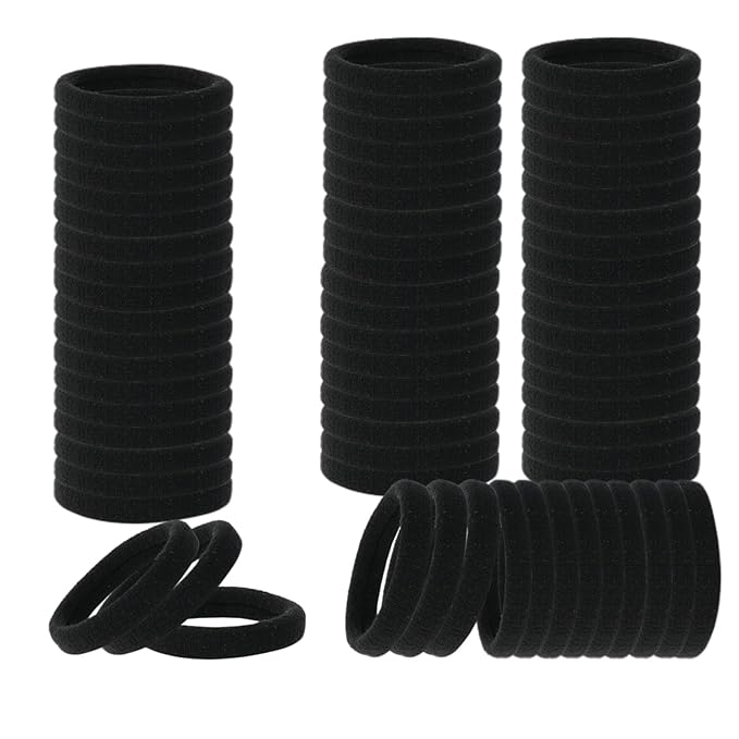 Hair Ties, 150 PCS No Damage, Hair Elastics Hair Accessories for Women Girls, Thick Seamless Hair Ties - Black