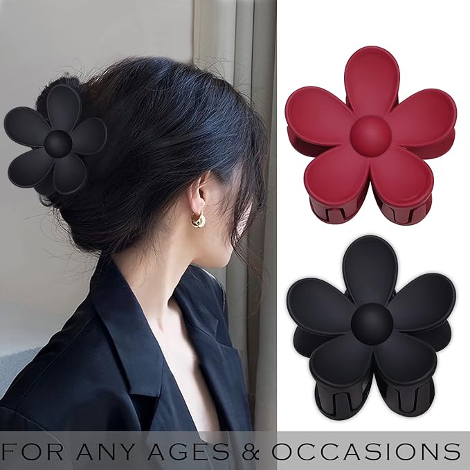 Flower Hair Clips 8PCS Large Matte Daisy Hair Claws Strong Hold Jaw Clip Large Hair Clamps for Women Thick Hair 8 Colors