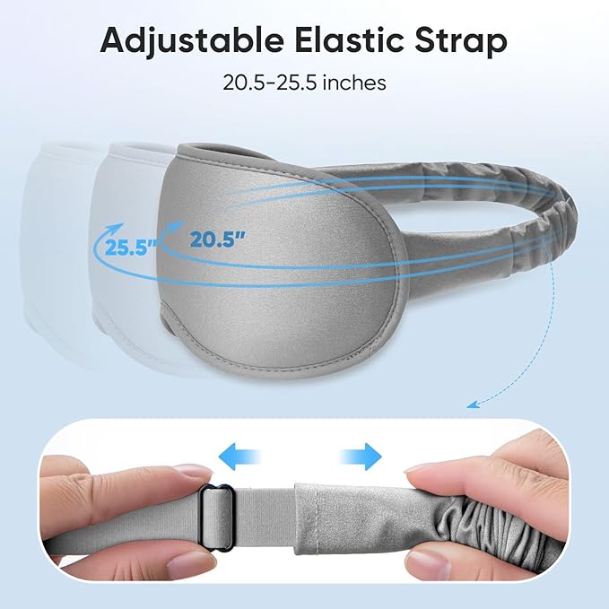 Weighted Eye Mask for Sleeping - Sleep Mask for Women & Men, Blackout 3D Contoured Sleeping Mask for Side Sleeper, Zero Pressure Soft Night Eye Cover with Adjustable Strap for Travel, Gray