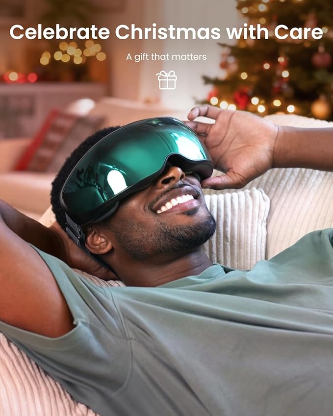 RENPHO Eye Massager with Mist & Temple Massage, Birthday Gifts for Women Men Mom Her,FSA Eligible HSA Temple Massager for Migraines,Head Circumferences 21.7in to 27.5in Eyeris Caligo