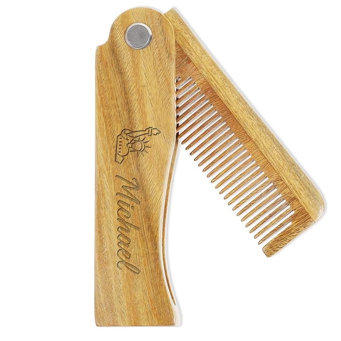 Onedor Wooden Comb, Personalized Custom Fine Tooth Combs for Men's Hair, Beard & Mustache, Anti-Static Sandalwood Comb, 100% Nature Handmade, Customized Gifts for Men - With Leather Case