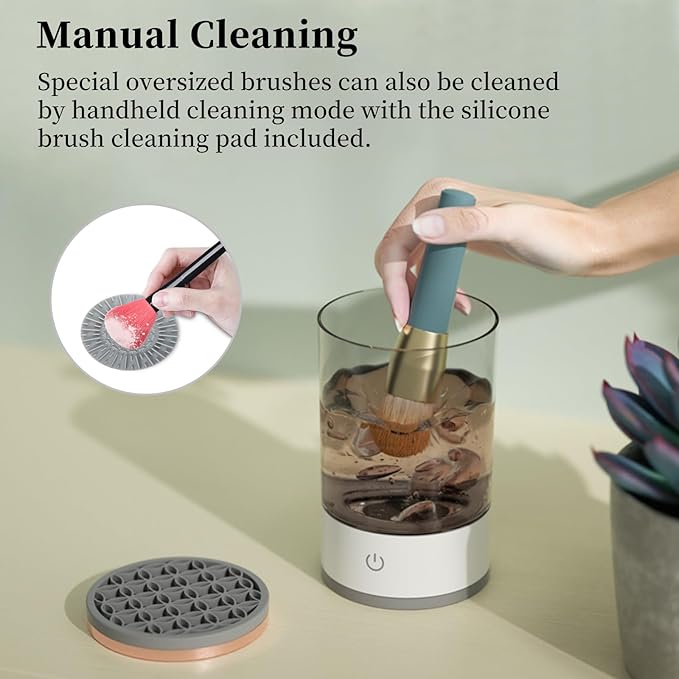 Makeup Brush Cleaner - Electric Makeup Brush Cleaning Machine, Automatic Cosmetics Brush Cleaning Tool & Dryer, Dust-proof Beauty Brushes Organizer, Multi-functional Gift for Women Mom Wife
