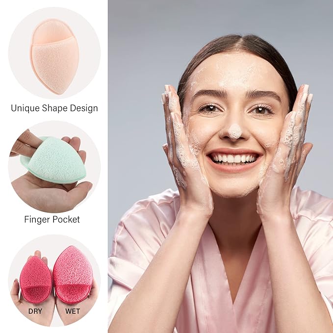 10 Pcs Face Sponges for Cleansing Daily Exfoliating Scrubber Facial Sponges for Washing Face Wash Sponges Scrub Exfoliating Facial Pads Reusable Makeup Remover for Pore Blackhead