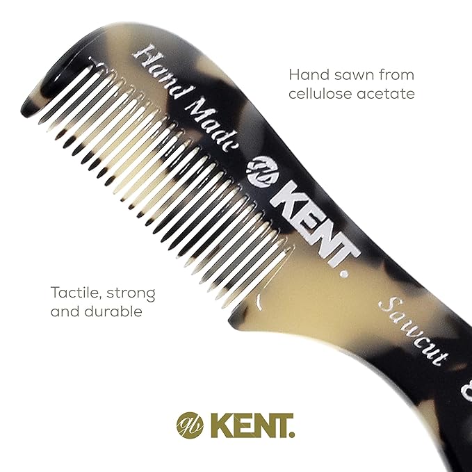 Kent A 81T TW X-Small Men's Beard Mustache Pocket Comb, Fine Toothed Pocket for Facial Hair Grooming and Styling. Hand-Made of Quality Cellulose Acetate, Saw-cut Hand Polished. Made in England