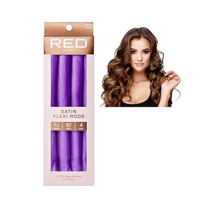 Red by Kiss Satin Flexi Heatless Curling Rods, Damage Free & Frizz Free No Heat Soft Curls, Silky Satin to Prevent Breakage, Comfortable Pin-Free Styling, Gentle Rollers for All Hair Types