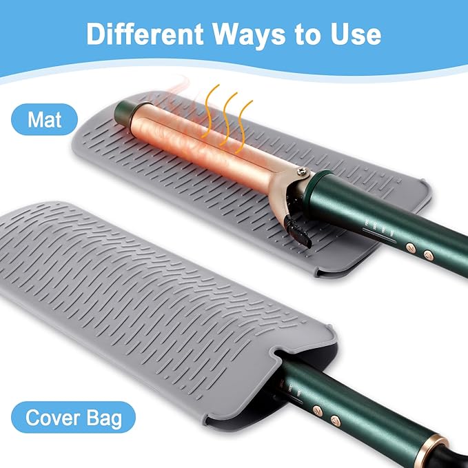 Shappy 2 Pcs Heat Resistant Hair Tools Bag Curling Iron Travel Case Cover Neoprene Flat Iron Holder Travel Case and Silicone Mat Pouch for Hot Hair Tools Storage Organizer(Line Flowers)