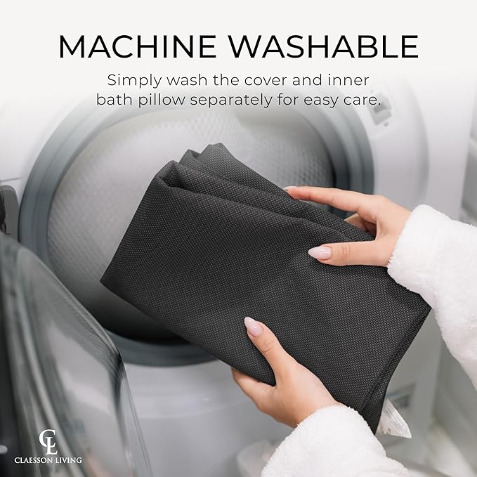 Luxury Bath Pillow for Tub - Thick and Comfortable Bathtub Pillow Support for Head and Neck and Back - Washable Quick-Drying Bath Pillows - Bath Cushion for Home Spa - Fits Any Bathtub - Dark Gray