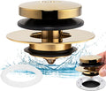 Artiwell Universal Tip Toe Bath Drain Stopper and Cover, Bathtub Drain Stopper, Replaces Lift and Turn, Tip-Toe and Trip Lever drains for Tub, EZ Installation and Clearing (Polished Brass)