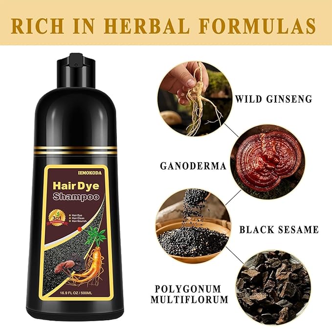 Dark Coffee Hair Dye Shampoo 3 in 1 for Gray Hair, Long-lasting & Natural Hair Color Shampoo, Herbal Ingredients Natural Shampoo Hair Dye Effect in Minutes, Gifts for Men Women 500ml