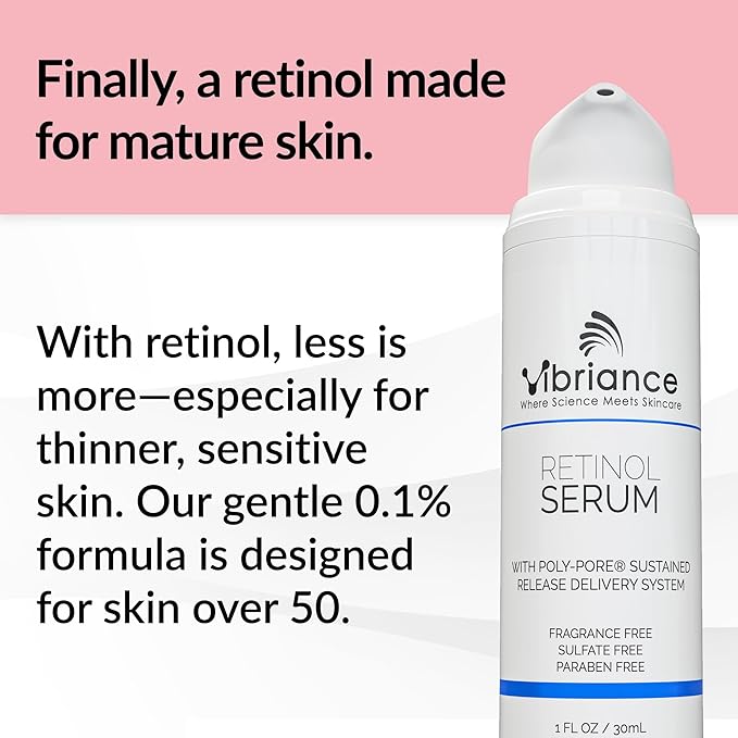 Vibriance Retinol Serum for Face - Reduces Appearance of Deep Wrinkles and Large Pores, Enhances Tone, Improves Complexion - Sensitive, Mature Skin Night Cream - 1 fl oz